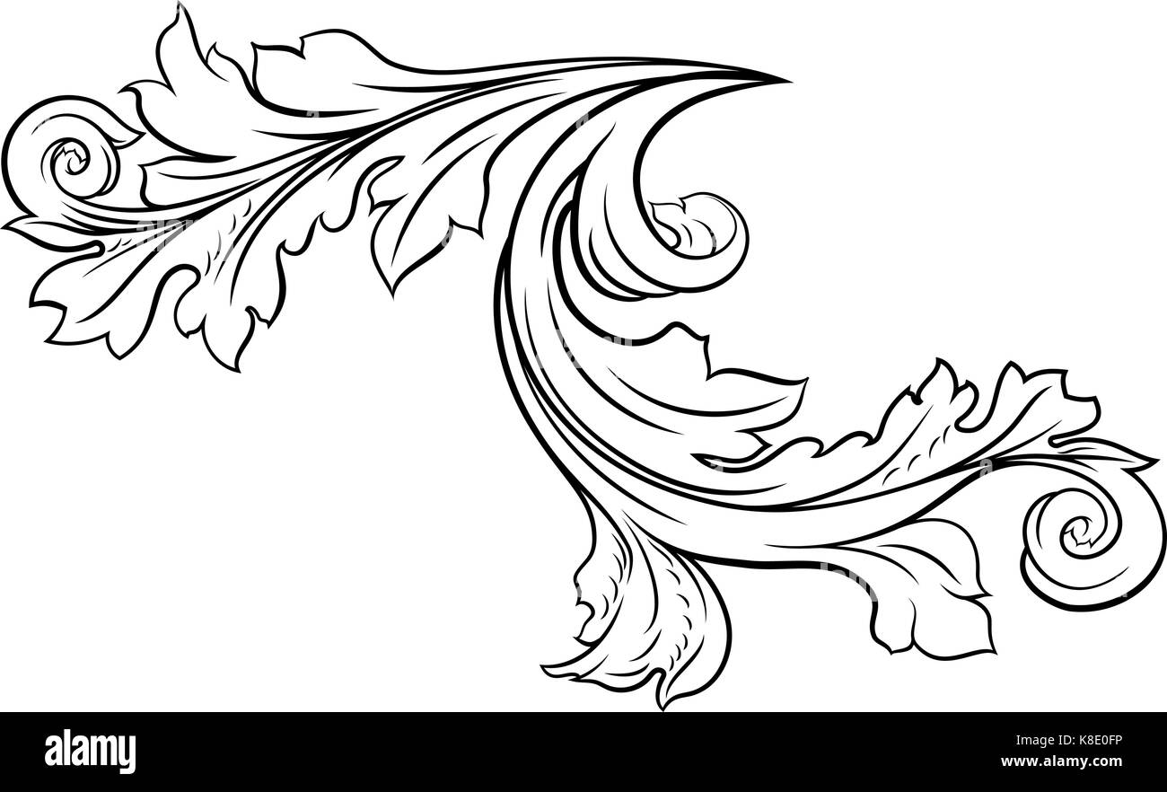 Motif en filigrane floral design défilement Illustration de Vecteur