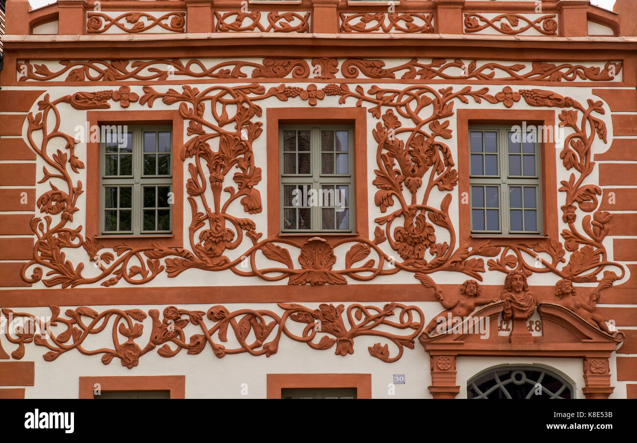 Luckau, marché, façade baroque, Marktplatz, barocke Hausfassade Banque D'Images