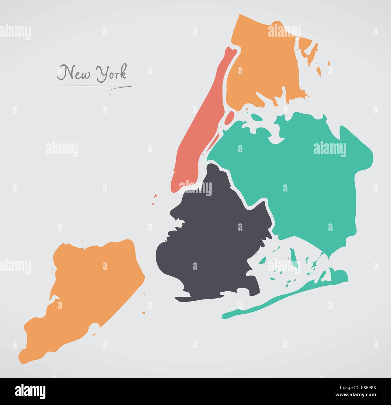 New York voir la carte avec les quartiers et les formes rondes modernes Illustration de Vecteur