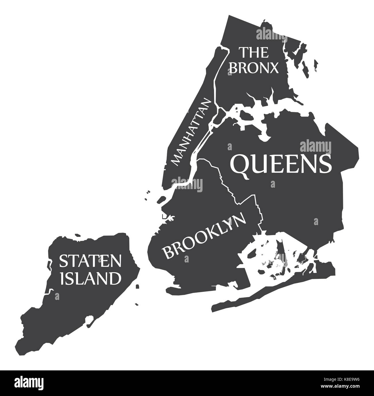 Plan de la ville de New York usa étiqueté illustration noir Illustration de Vecteur