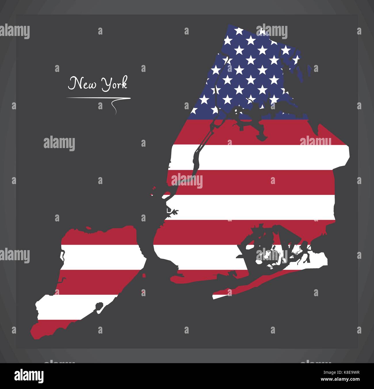 Plan de la ville de New York avec l'american national flag illustration Illustration de Vecteur