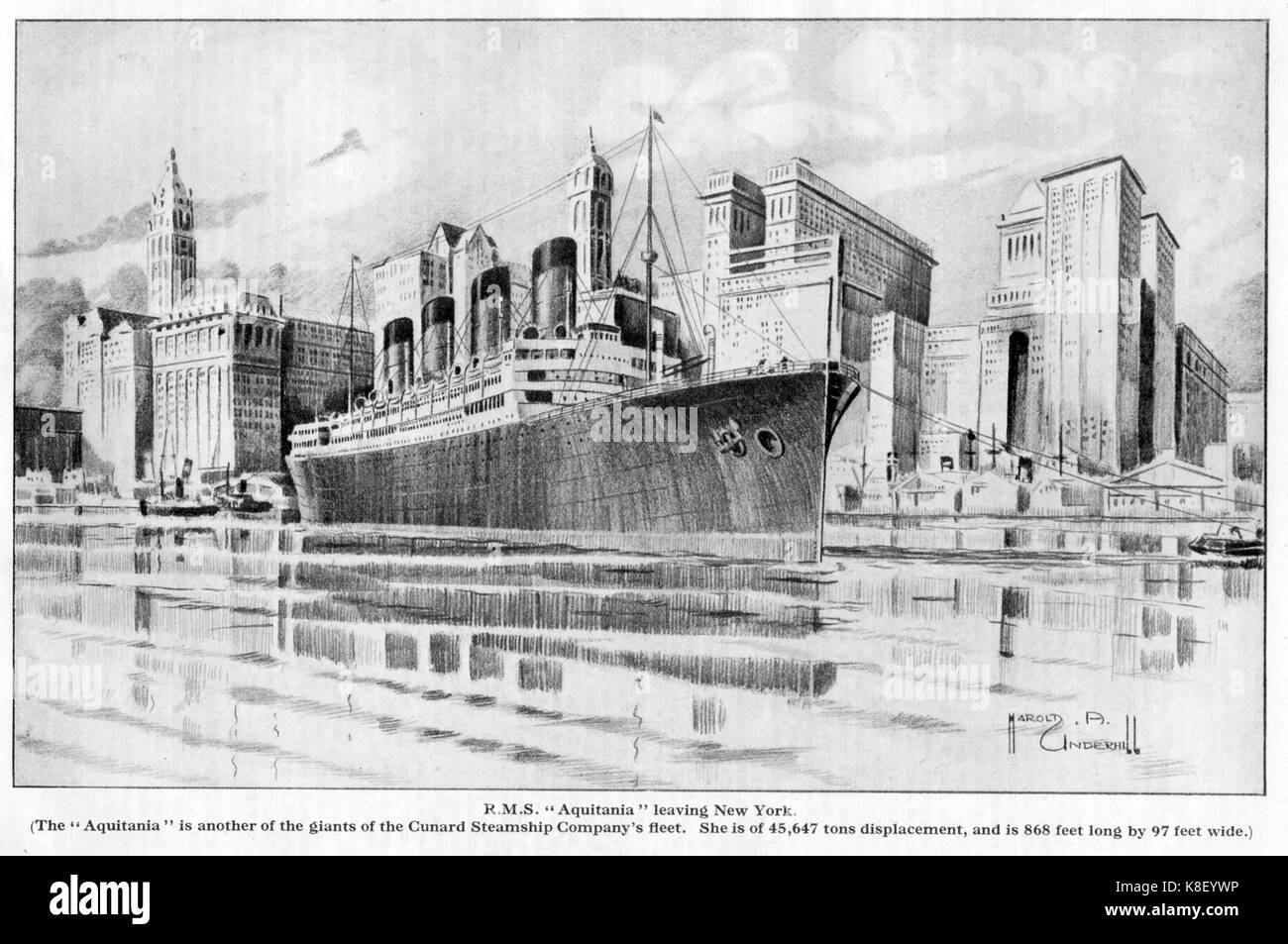 La Cunard Liner Aquitaine s'apprête à quitter New York - (des garçons propres 1932-33) Banque D'Images