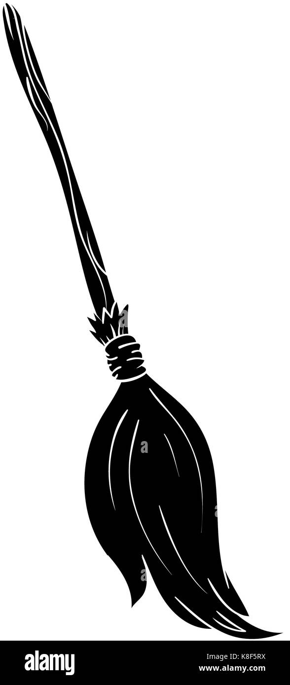 Balai de sorcière silhouette vecteur icône symbole cartoon design. Belle illustration isolé sur fond blanc Illustration de Vecteur