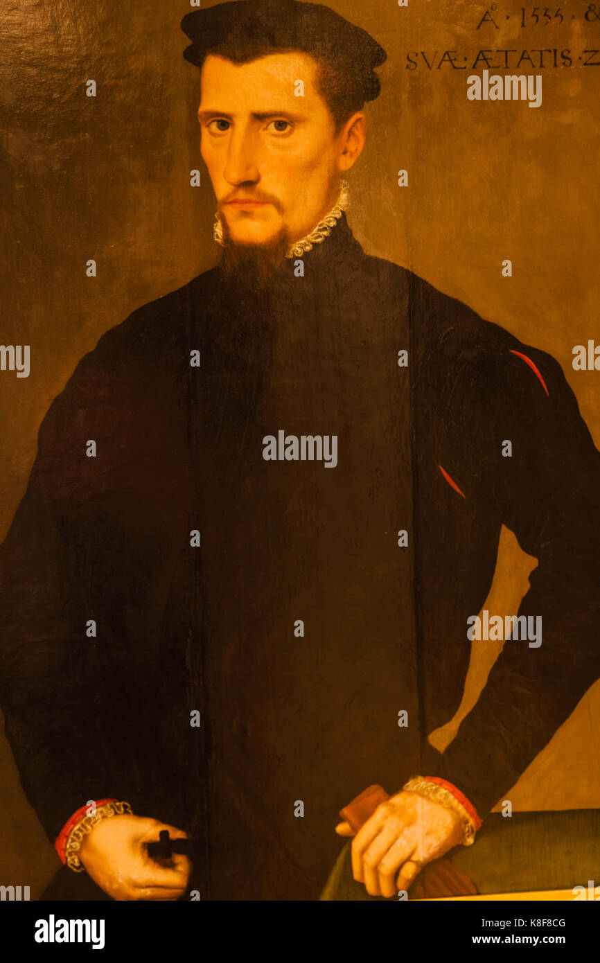 L'Angleterre, Cotswolds, Gloucestershire, Winchcombe, Château de Sudeley, Portrait d'Edward Seymour, duc de Somerset et Lord Protecteur par Antonio Moro Banque D'Images