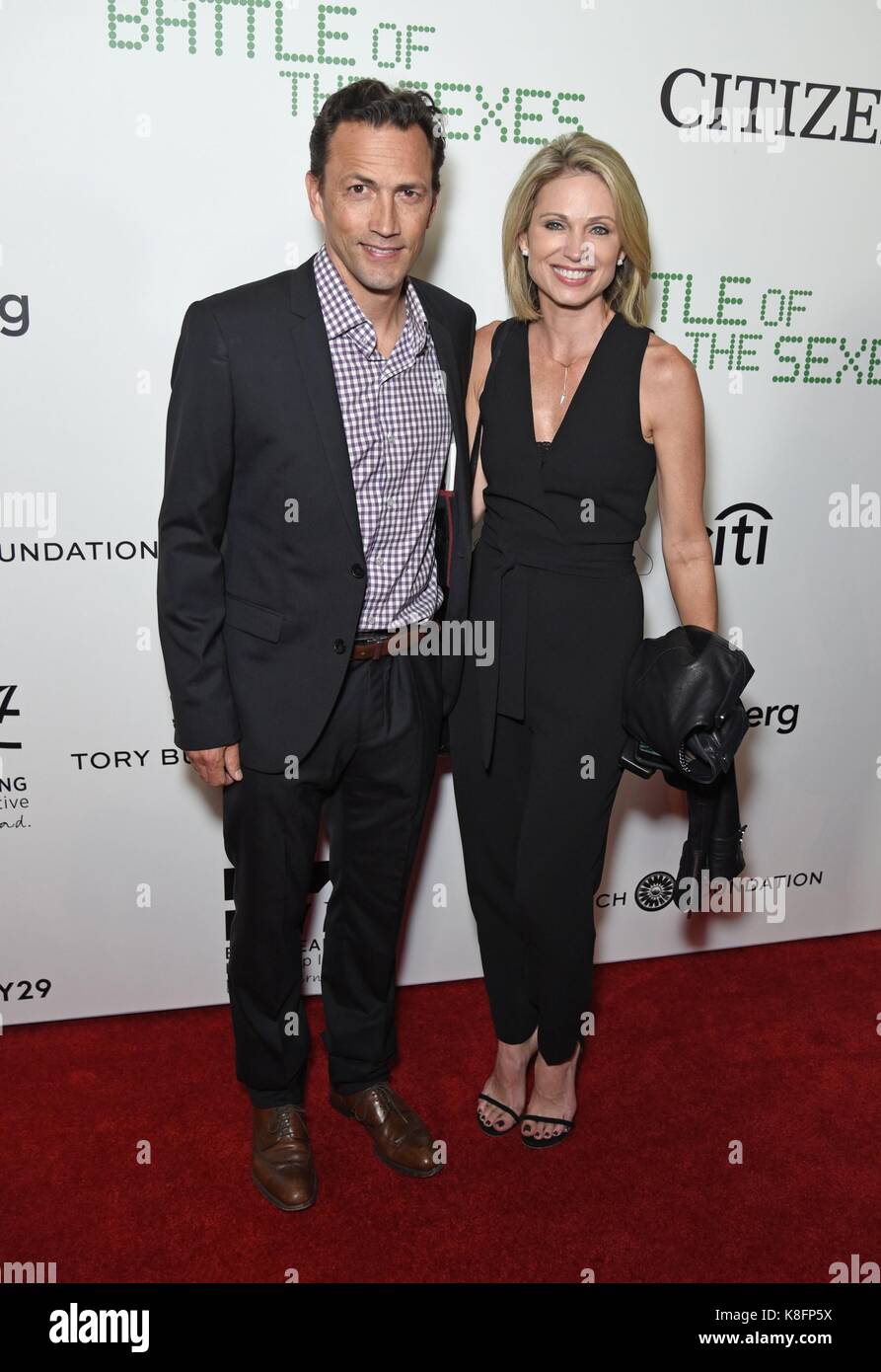New York, NY, USA. Sep 19, 2017. Andrew shue, amy robach aux arrivées de bataille des sexes le dépistage, la School of visual arts (SVA) theatre, New York, NY Le 19 septembre 2017. crédit : Derek storm/everett collection/Alamy live news Banque D'Images