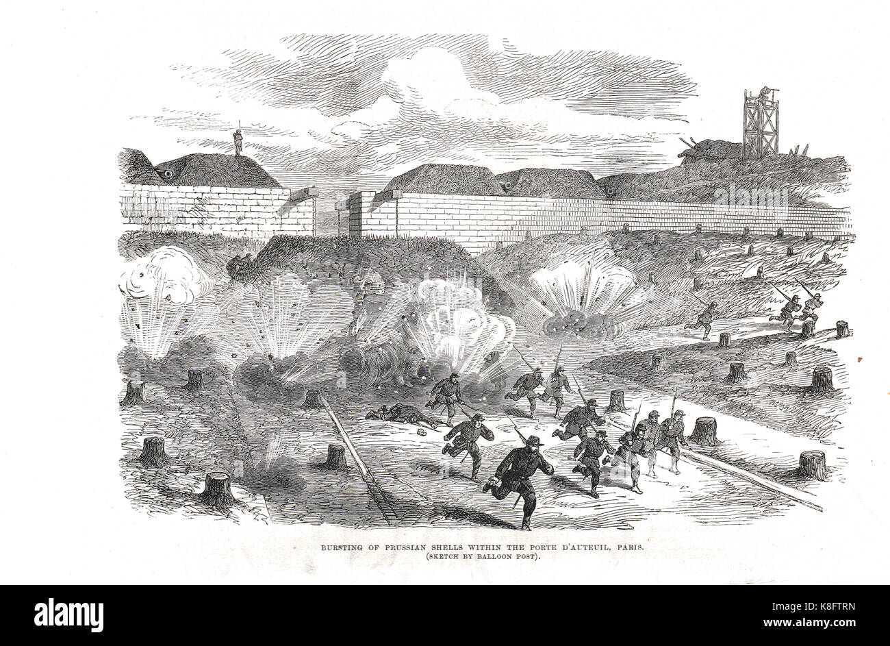 Bombardement prussien, Porte D'Auteuil, siège de Paris, Janvier 1871 Banque D'Images