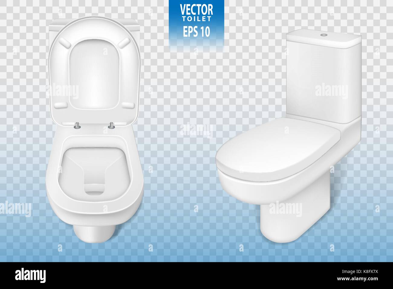 Gros plan, maquette réaliste toilettes toilettes moderne blanc en 3d illustration isolé sur fond transparent. vector Illustration de Vecteur