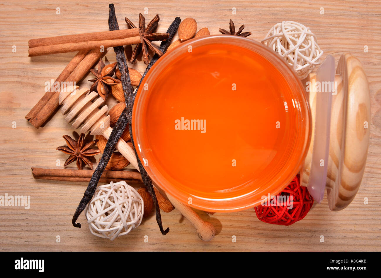 Pot de miel et stick pour le miel Banque D'Images