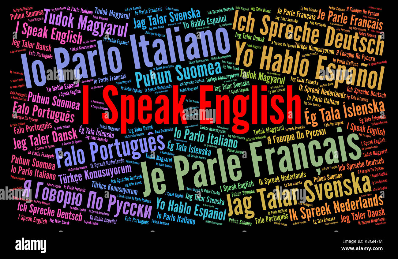 Je parle une langue dans différentes langues mot concept cloud Banque D'Images