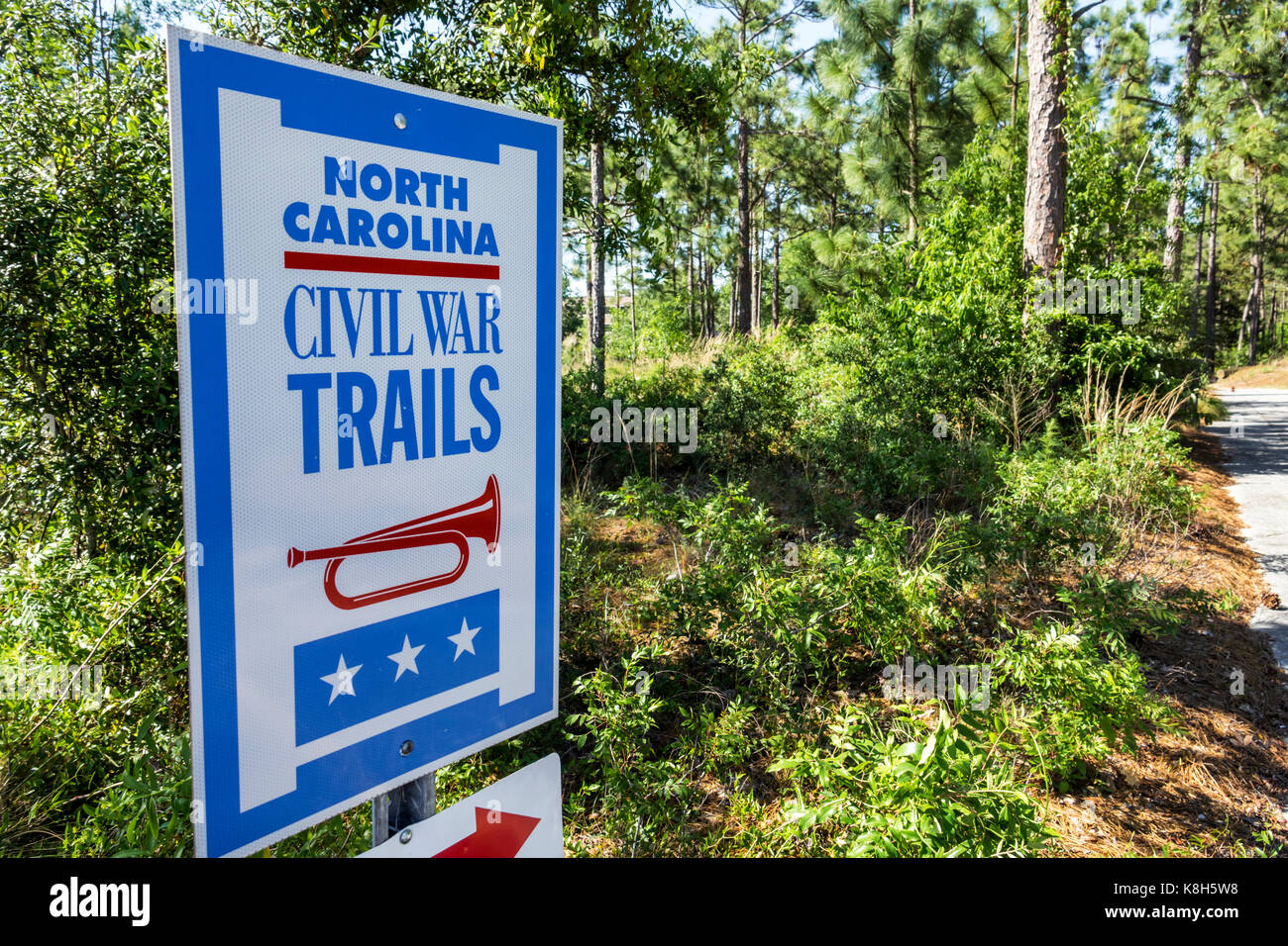 Wilmington Caroline du Nord,Cameron Art Museum,terrain,Sentier de guerre civile,Battle of Forks Road,panneau,NC170518033 Banque D'Images