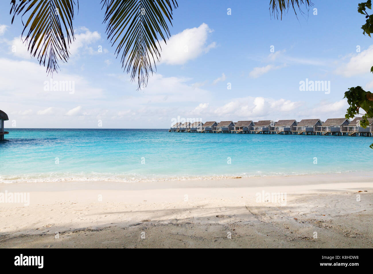 Maldives Resort - Beach villas sur l'île de Kuramathi, les Maldives, l'Asie Banque D'Images