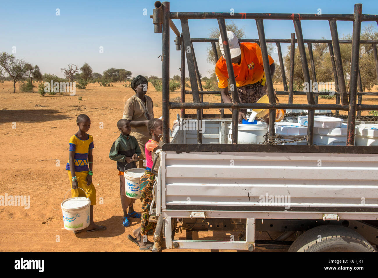 La collecte du lait par la laiterie du berger dairy company. le Sénégal. Banque D'Images