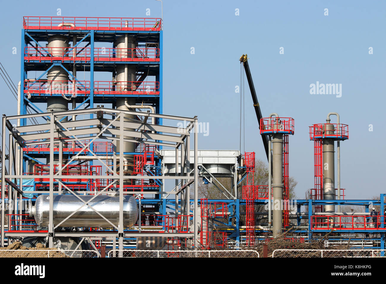 L'industrie de la construction de la raffinerie de pétrole de site Banque D'Images