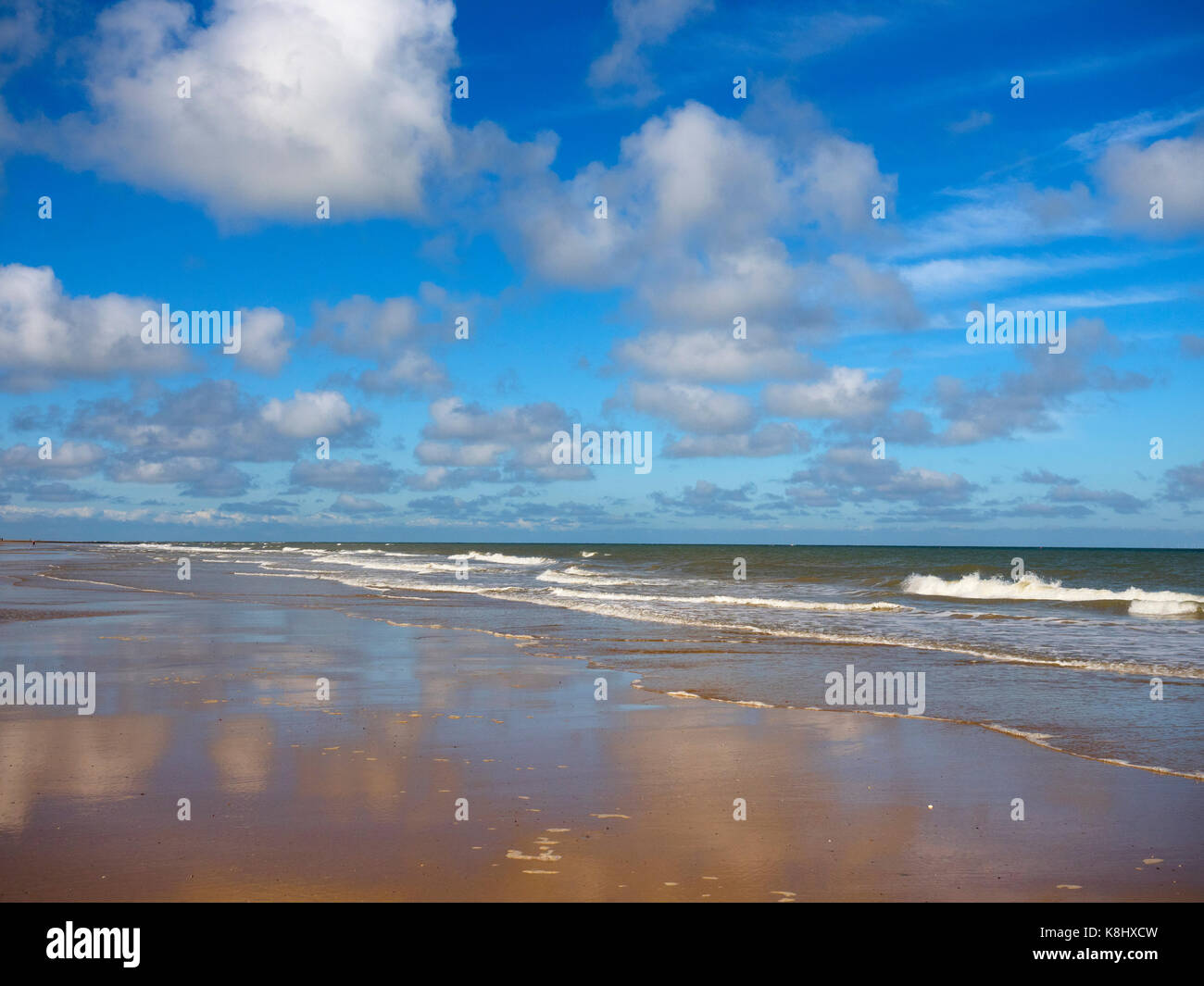 Plage de Cromer à marée basse North Norfolk en été Banque D'Images