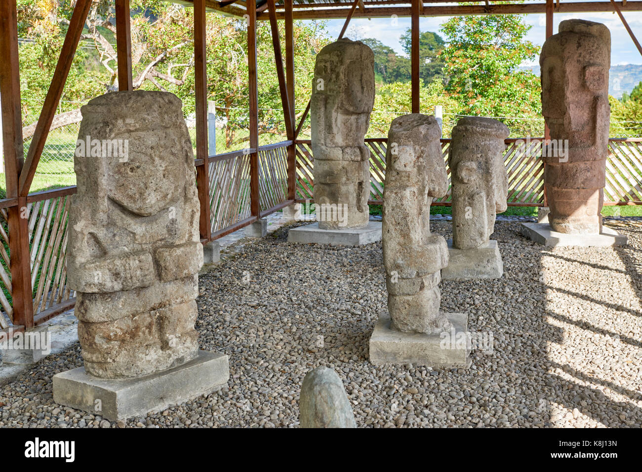 Les sculptures d'El Tablon en parc archéologique national de archéologiques Tierradentro, inza, Colombie, Amérique du Sud Banque D'Images