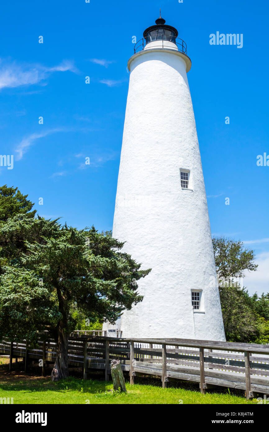 Caroline du Nord,NC,banques extérieures,l'île d'Ocracoke,lumière d'Ocracoke,phare station,promenade,NC170518105 Banque D'Images