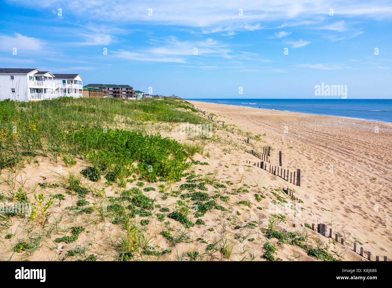 Caroline du Nord,NC,Océan Atlantique,banques extérieures,Cape Hatteras National Seashore,Kill Devil Hills,plage,dune de sable,NC170518168 Banque D'Images