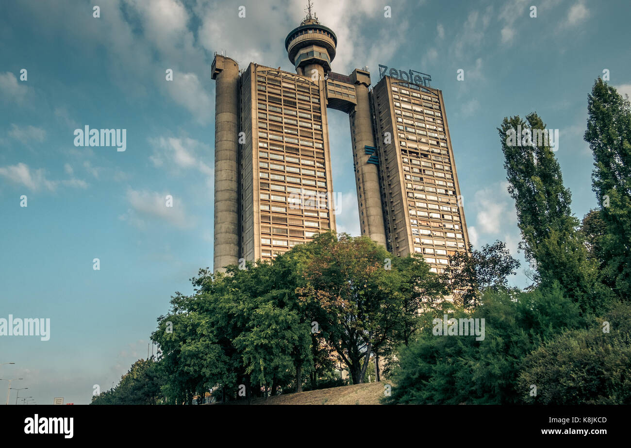 2017-08-29. Belgrade, Serbie. western City Gate de belgrade vu de l'e 70. Banque D'Images