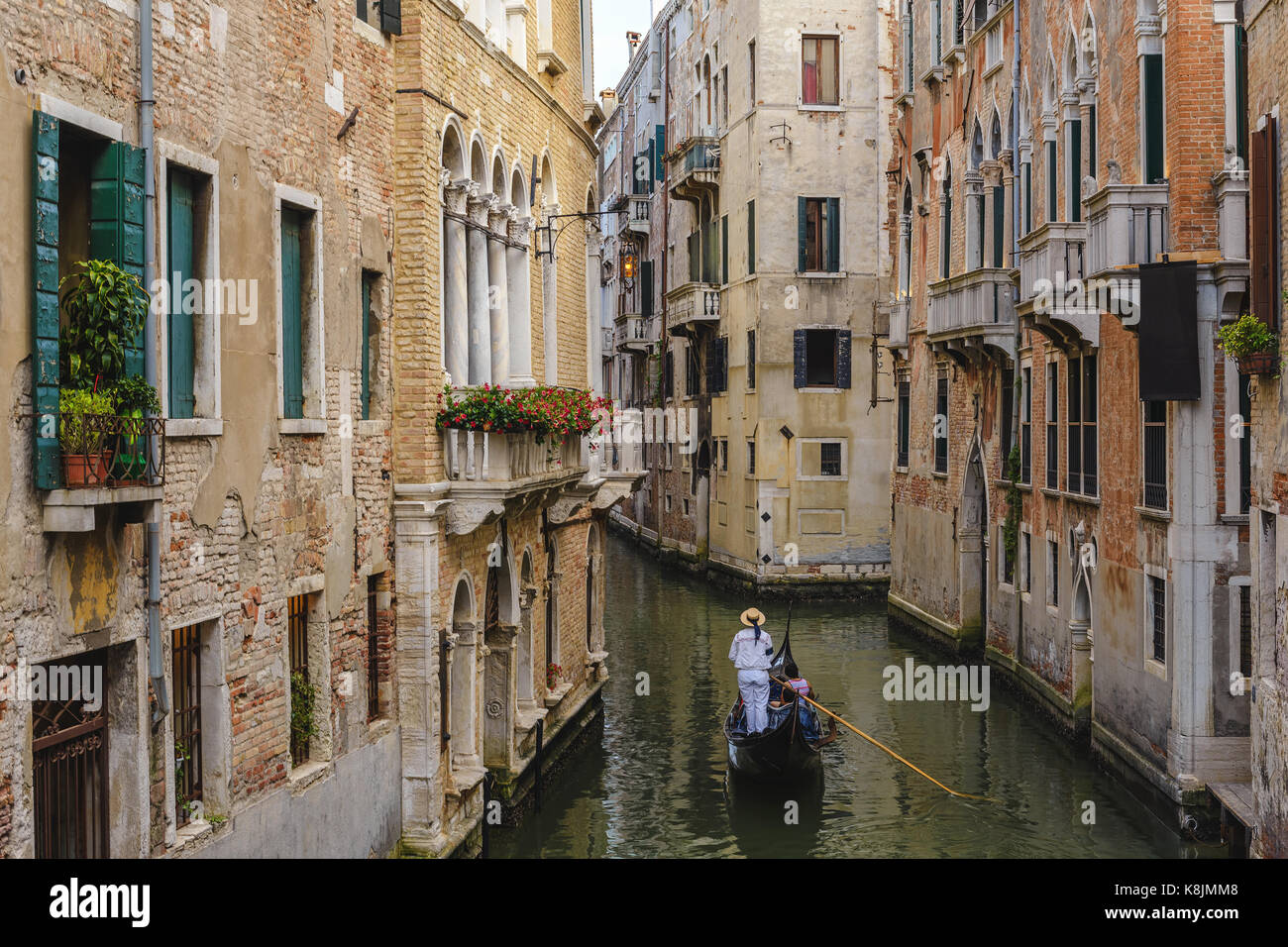 Gondole de Venise en bateau canal, Venise (Venezia), Italie Banque D'Images