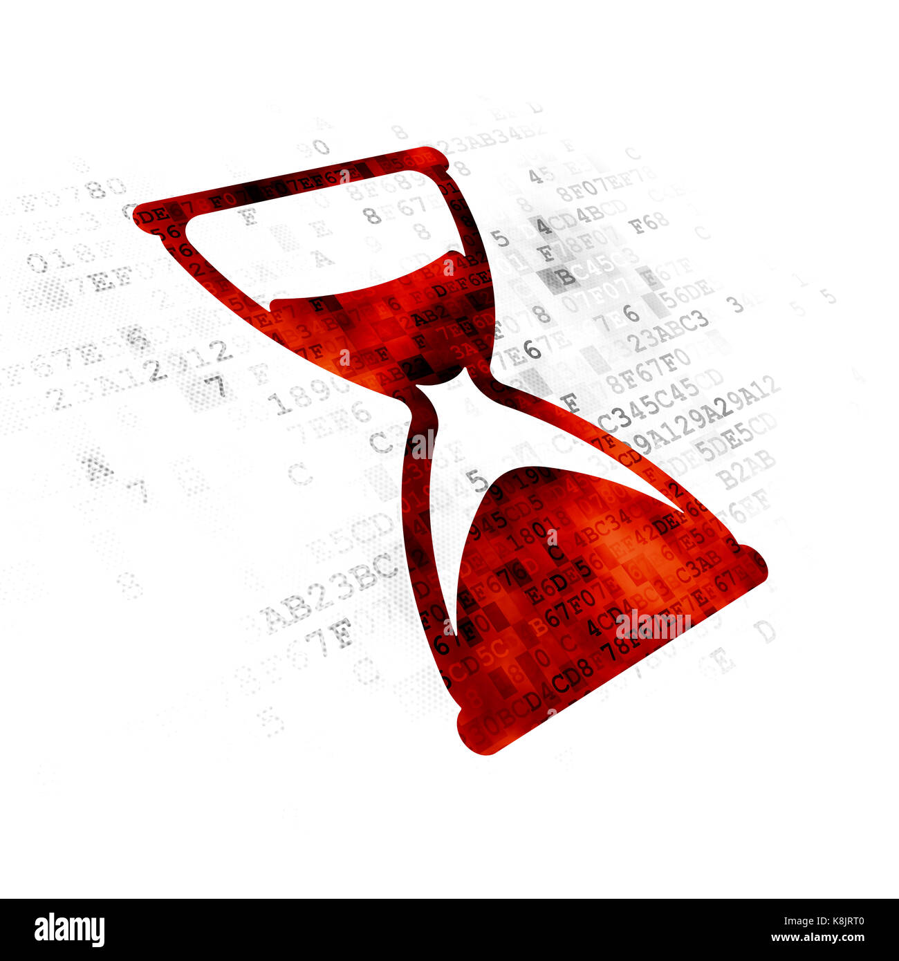 Concept : le temps sur hourglass digital background Banque D'Images