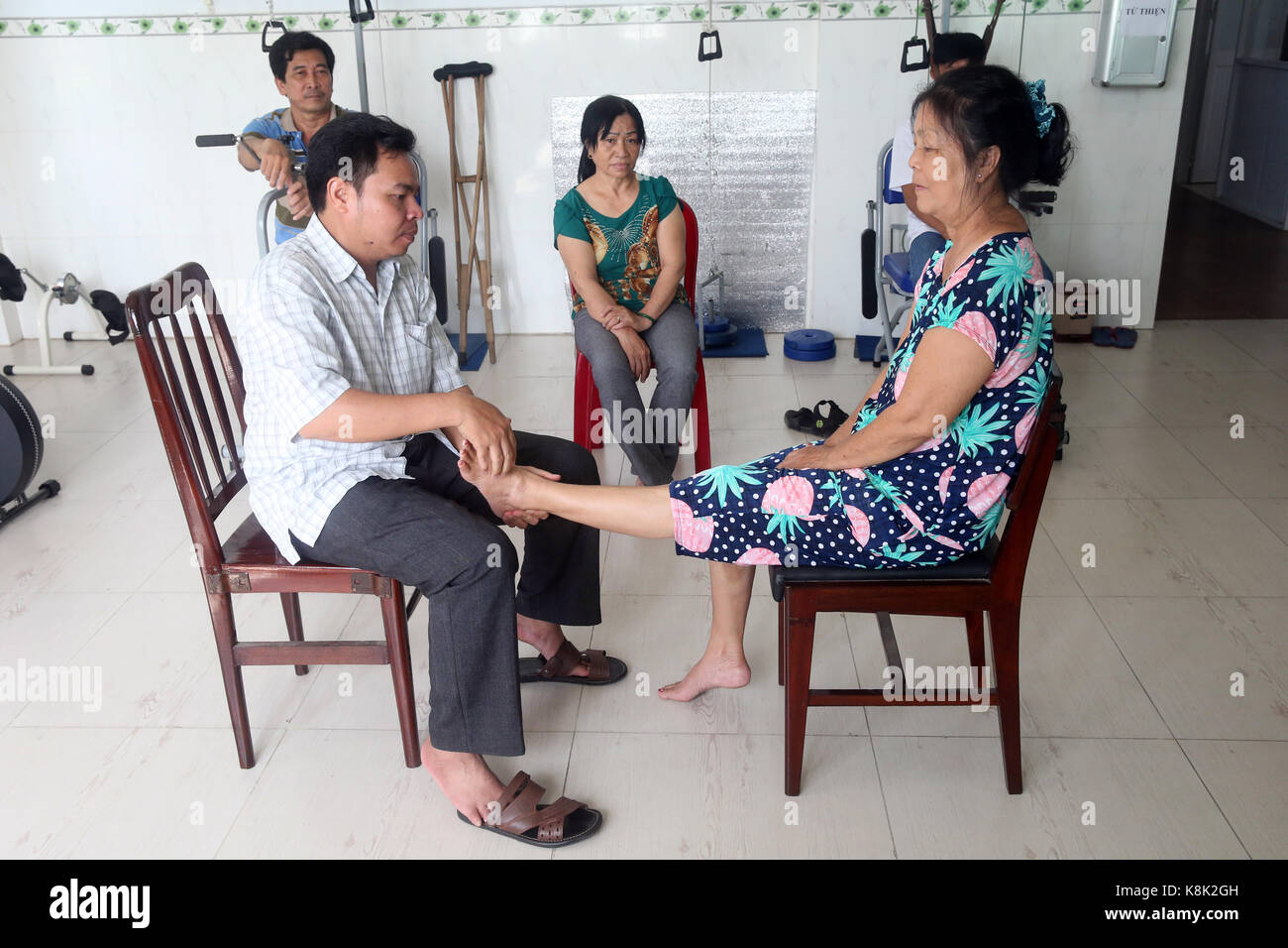 Clinique de médecine traditionnelle vietnamienne. massage. Cu chi. le Vietnam. Banque D'Images