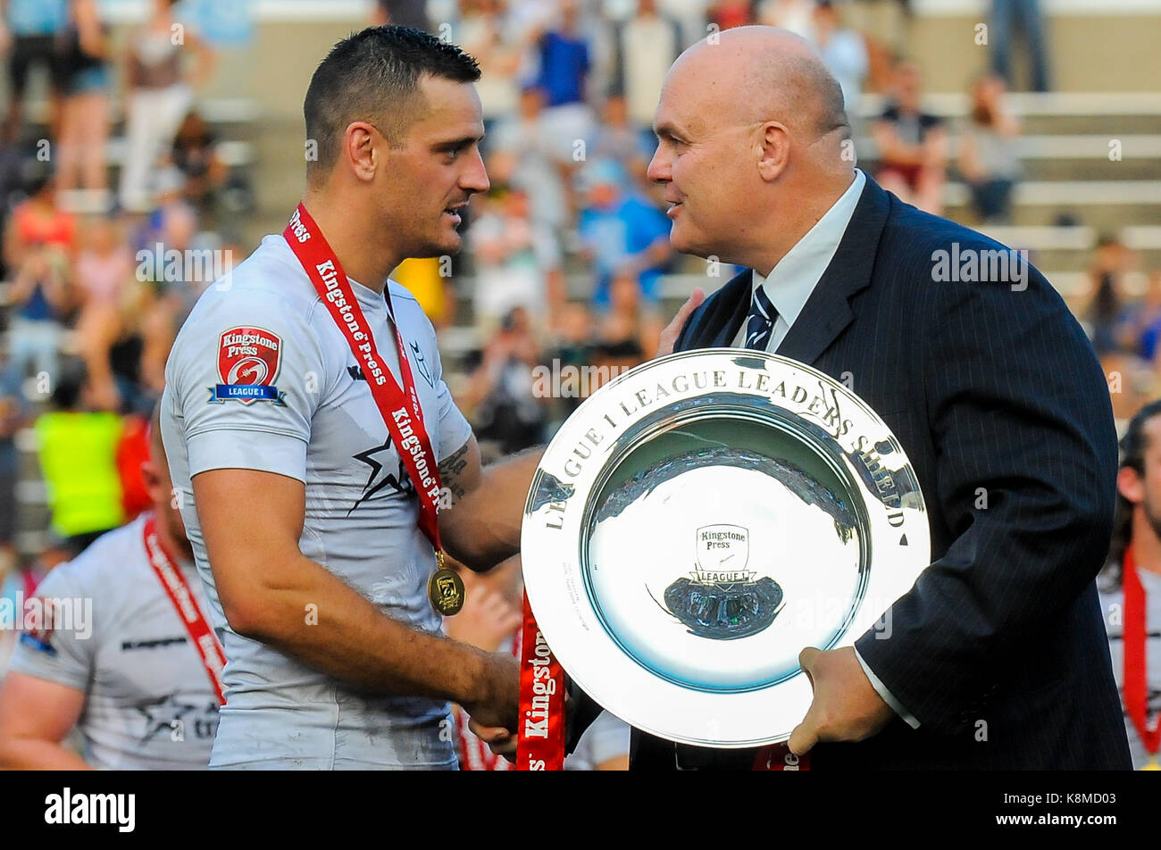 Le 16 septembre 2017. Toronto, Canada - super 8s ronde 7 match entre Toronto wolfpack (Canada) vs doncaster rlfc (Royaume-Uni) à un Allan Lamport. Banque D'Images