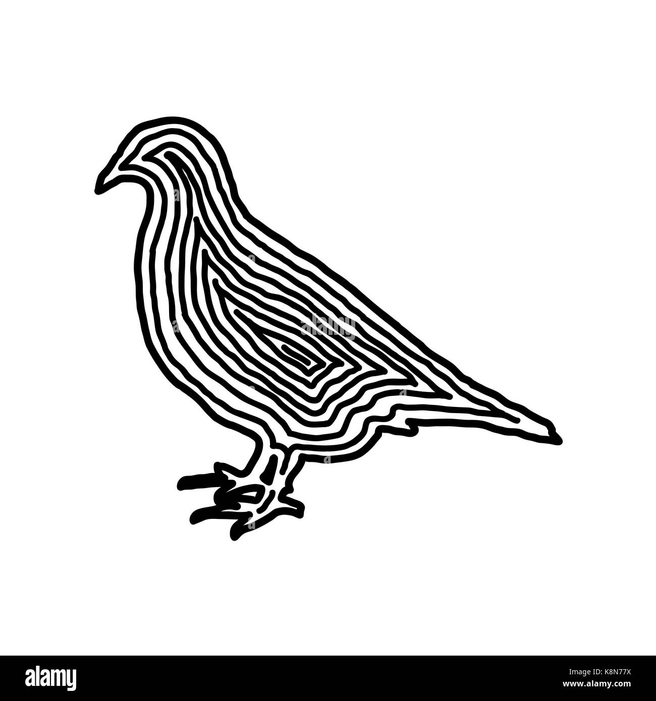 Illustration d'un oiseau noir dans l'icône de la ligne de compensation d'empreintes digitales pour logo style. ou l'arrière-plan de conception. Illustration de Vecteur