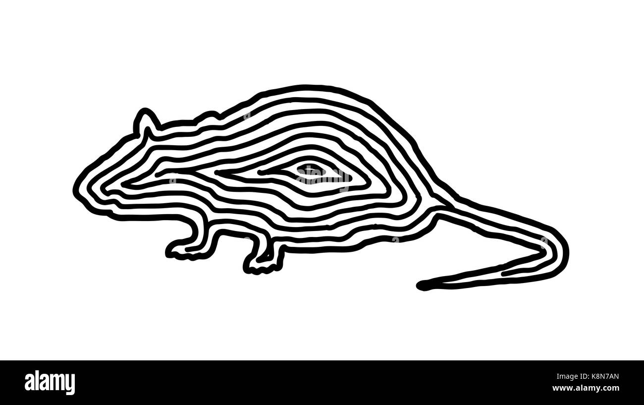 Une icône illustration rat noir en ligne. offset pour style d'empreintes digitales ou d'arrière-plan du logo design. Illustration de Vecteur