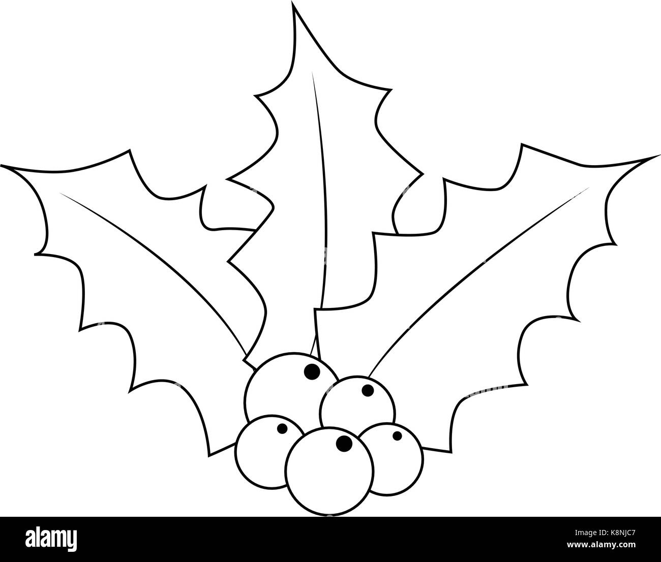 Baie de houx de Noël silhouette, feuilles et fruits, symbole, icône du design. Vector illustration d'hiver isolé sur fond blanc. Illustration de Vecteur