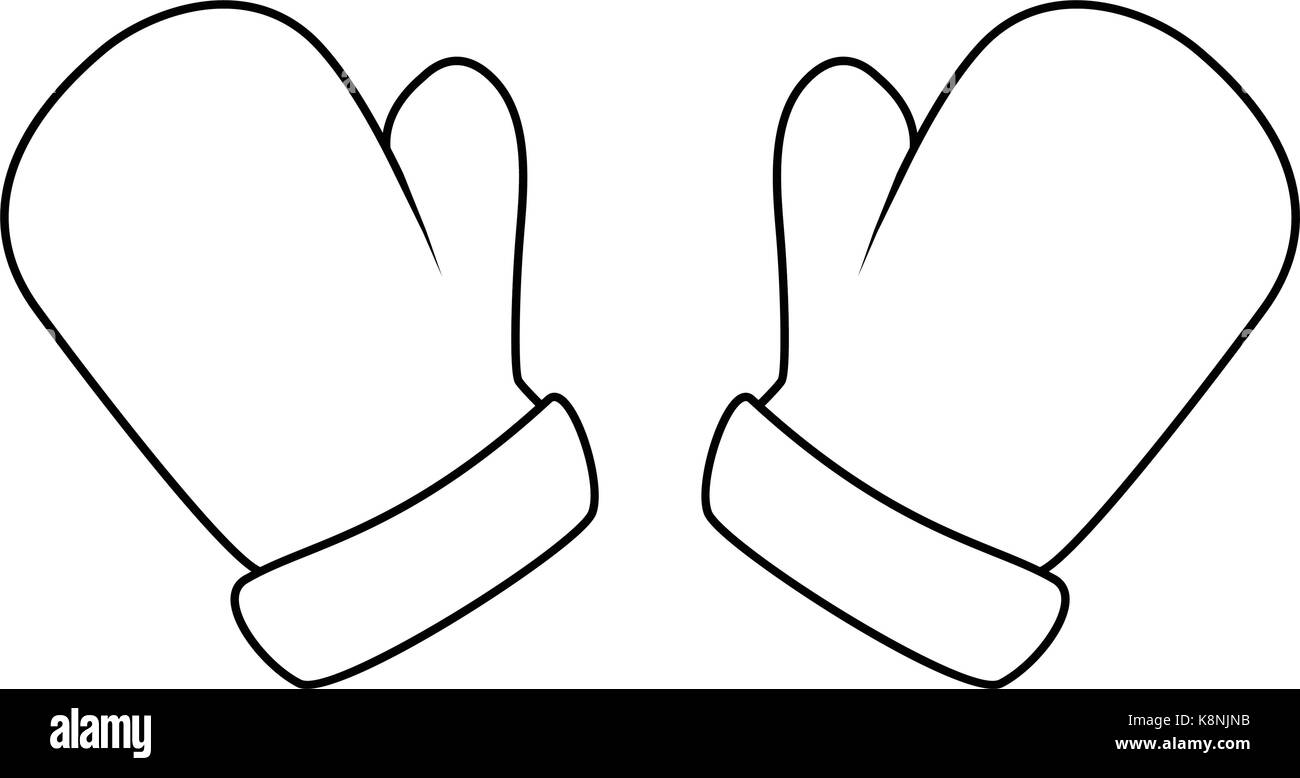 Mitaines, gants hiver silhouette dessin animé design, icône, symbole.  vector illustration isolé sur fond blanc Image Vectorielle Stock - Alamy