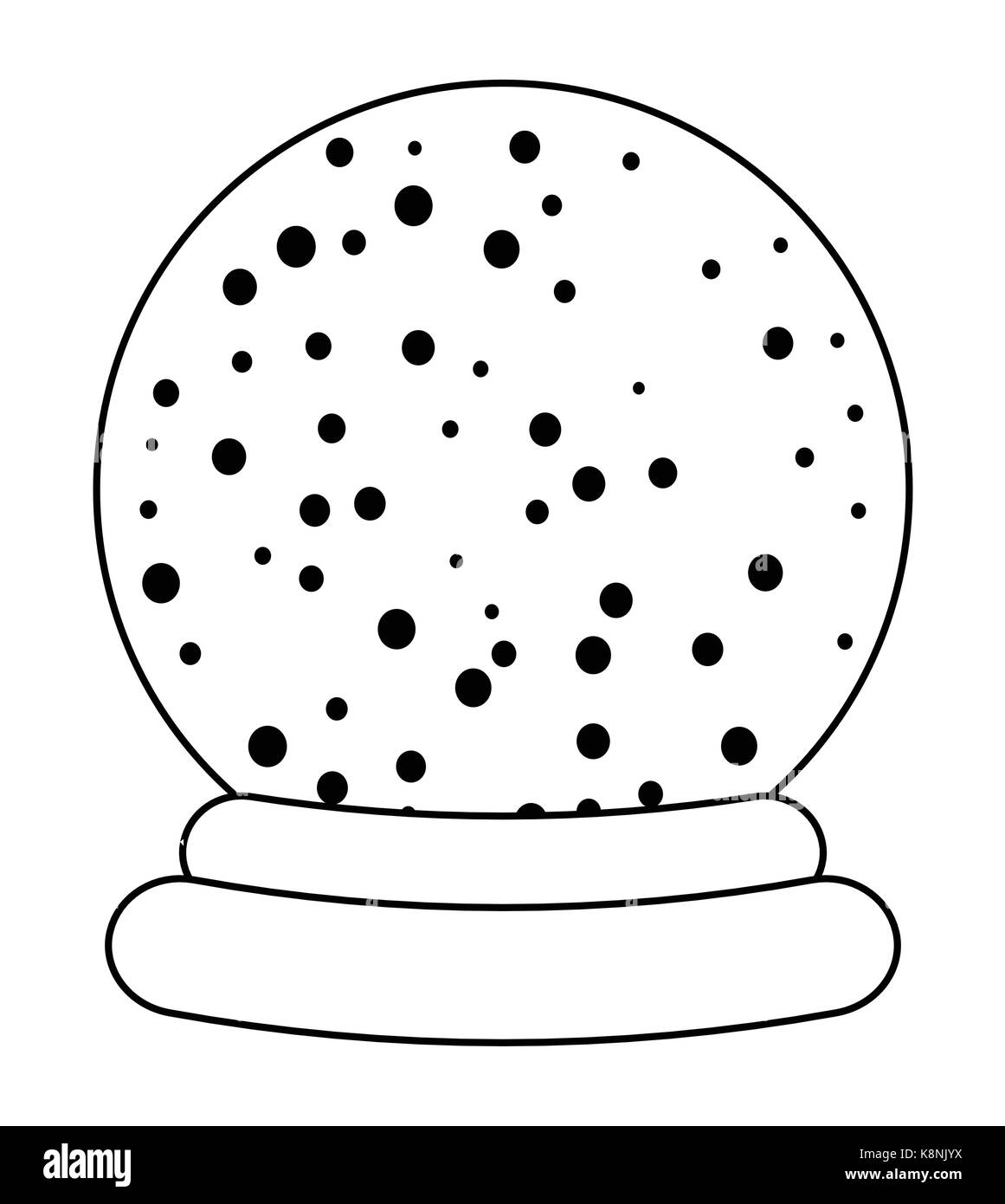 Snowglobe Noël design dessin animé, icône, symbole de la carte. Bille de verre transparent d'hiver avec la neige qui tombe. Vector illustration isolé sur fond blanc Illustration de Vecteur