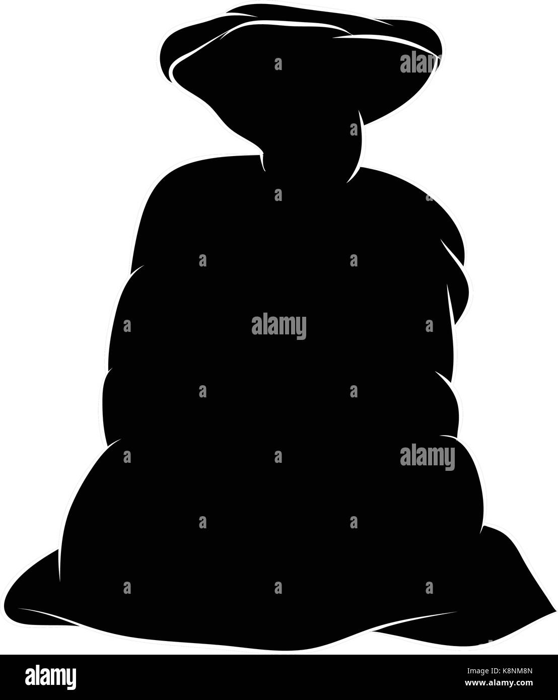 Noël Santa sac, sac vide, symbole, icône silhouette design. Vector illustration d'hiver isolé sur fond blanc. Illustration de Vecteur