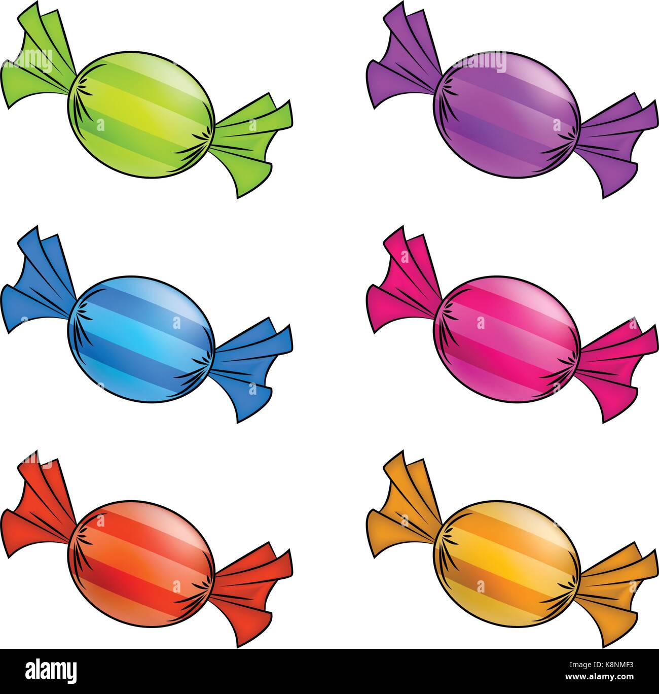 Bonbons Emballes De Noel Ensemble Emballes Colores Doux Goody Dans Un Morceau De Papier Vector Illustration Isole Sur Un Fond Blanc Image Vectorielle Stock Alamy