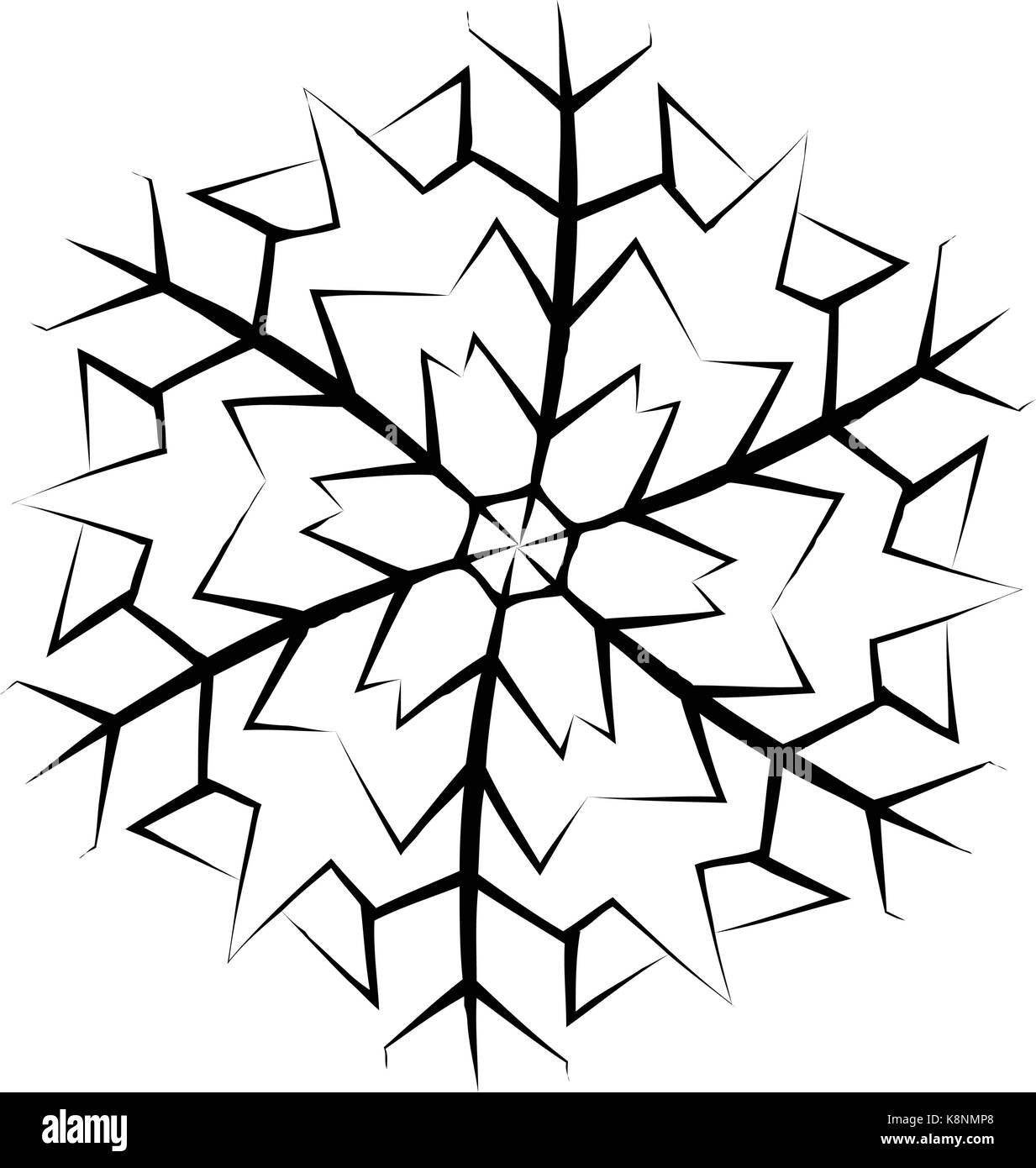 Silhouette flocon, symbole, icône du design. L'hiver, Noël vector illustration isolé sur le fond blanc. Illustration de Vecteur
