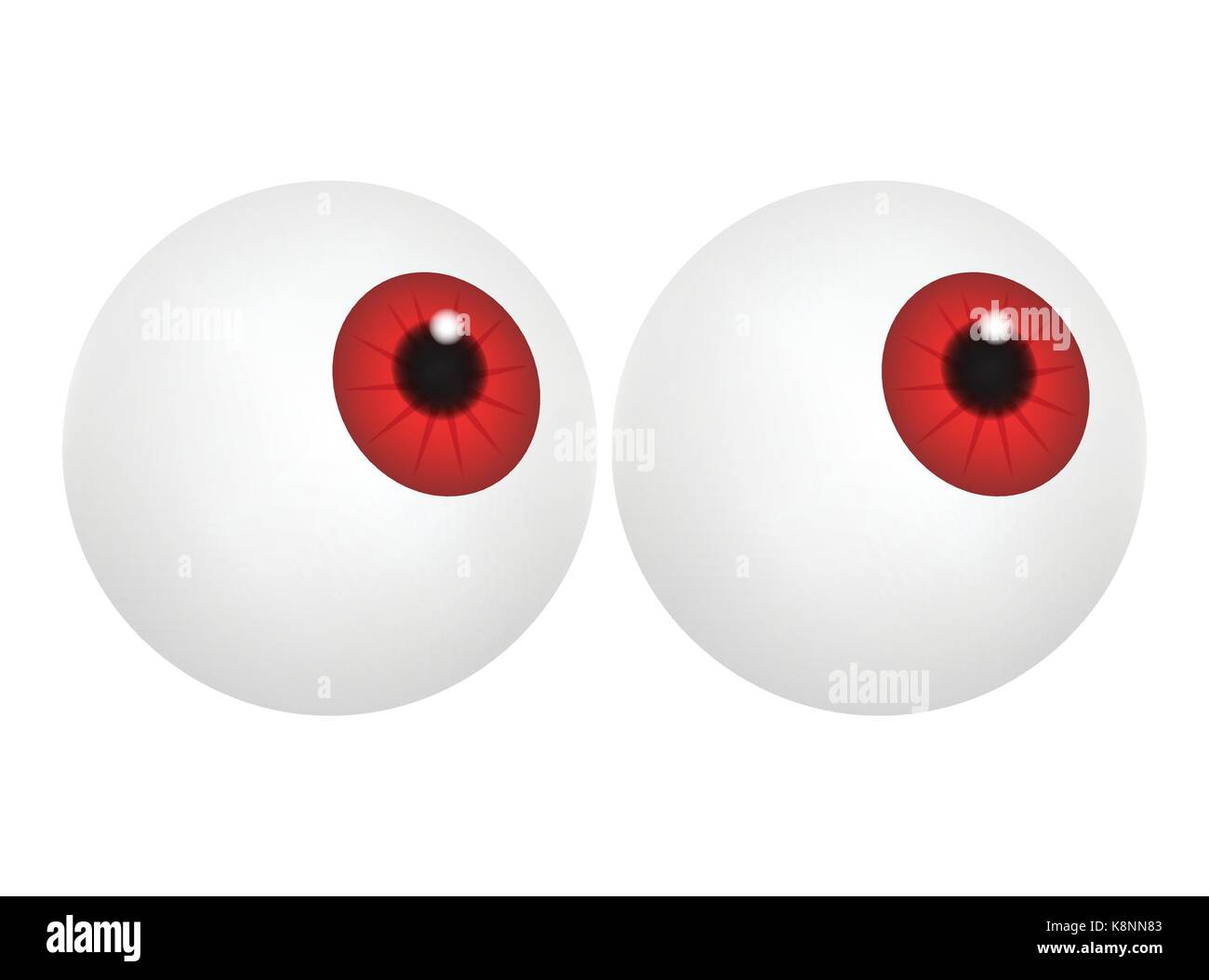 Globe oculaire à pupille, l'iris rouge. Partie du corps humain réaliste. Vector illustration isolé sur fond blanc. Illustration de Vecteur