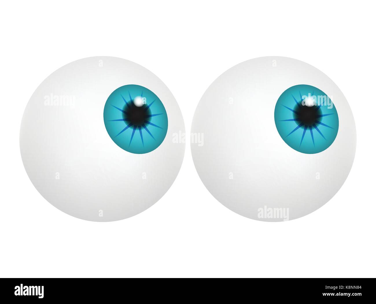 Globe oculaire à pupille, l'iris bleu. Partie du corps humain réaliste. Vector illustration isolé sur fond blanc. Illustration de Vecteur