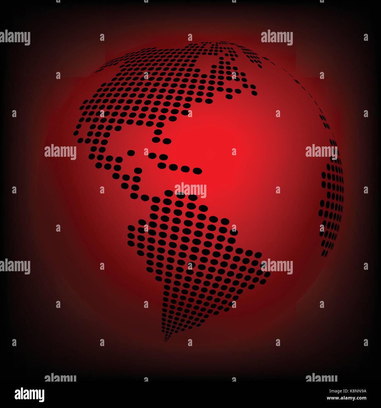 Planète terre carte du monde - abstract background vector en pointillés. Illustration papier peint rouge Illustration de Vecteur