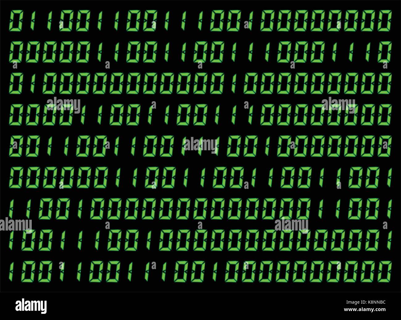 0,1 chiffres vector wallpaper. Code binaire vert sur fond noir. Matrice numérique abstract illustration de la technologie. Illustration de Vecteur