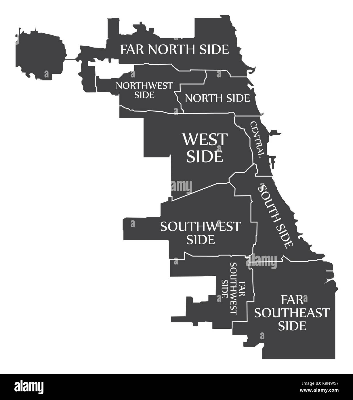 Plan de la ville de Chicago usa étiqueté illustration noir Illustration de Vecteur