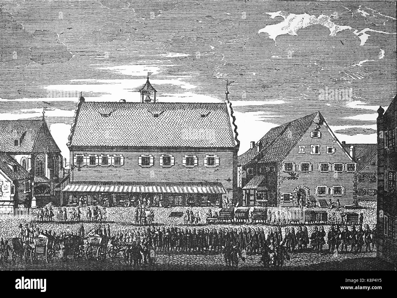 Peter-Paul procession sur la journée du médecin de l'université, Peter-Pauls-Prozession suis Promotionstag der Universität à Altdorf, Deutschland, 1750, l'amélioration numérique reproduction d'une gravure sur bois, publié dans le 19e siècle Banque D'Images