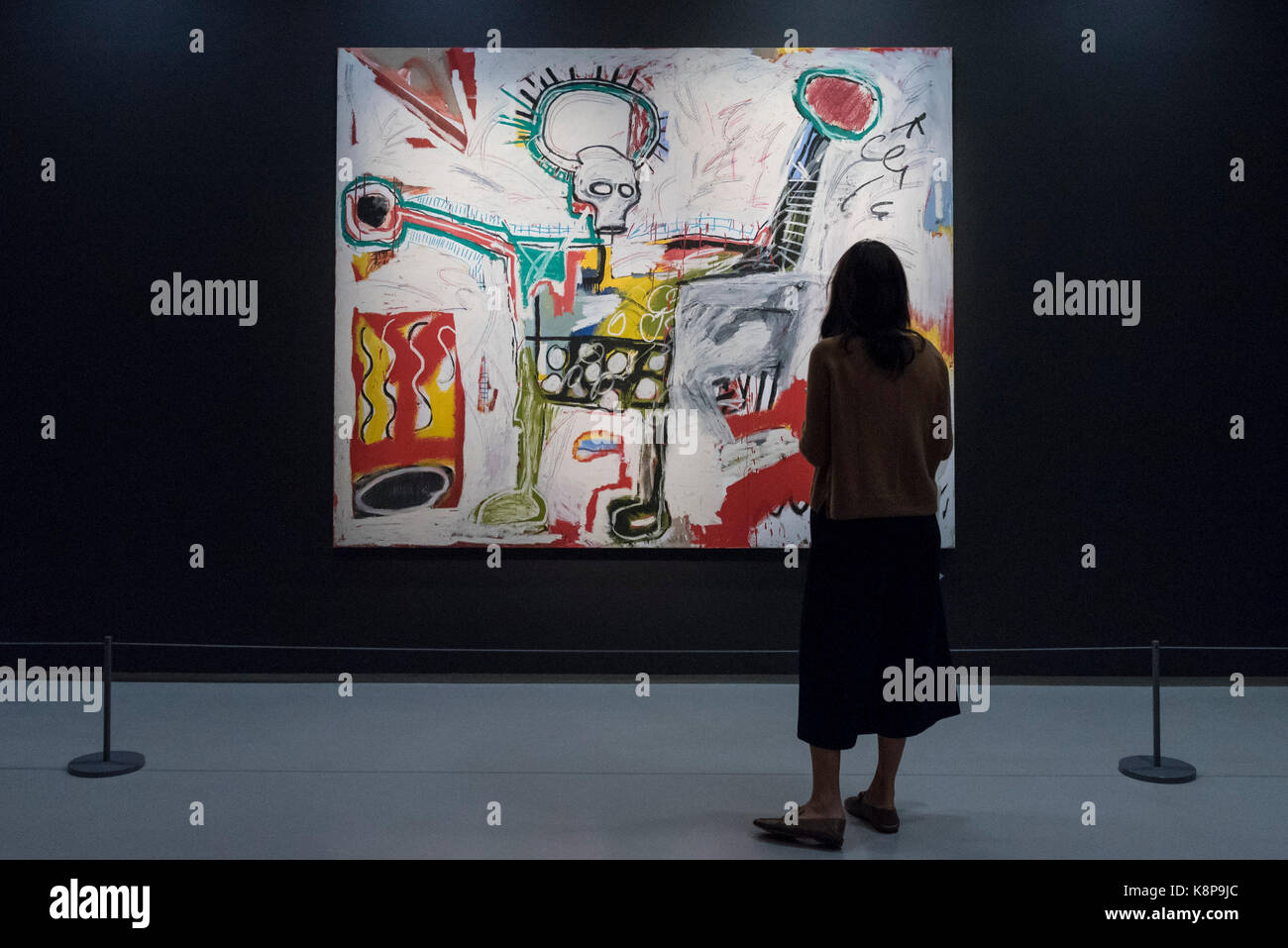 Londres, Royaume-Uni. 20 septembre 2017. Vue d'une femme 'Untitled', 1982,  de Jean-Michel Basquiat. Aperçu de 'Basquiat : essor pour de vrai ", la  première grande exposition au Royaume-Uni de l'œuvre de l'artiste