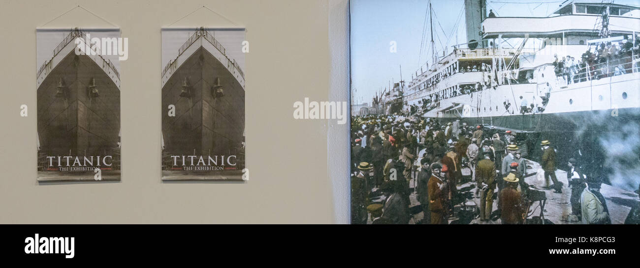 Malmö, Suède. 20 septembre, 2017. exposition itinérante sur la catastrophe du titanic à ouverture malmömässan. affiche et photo. tommy lindholm/Alamy live news Banque D'Images