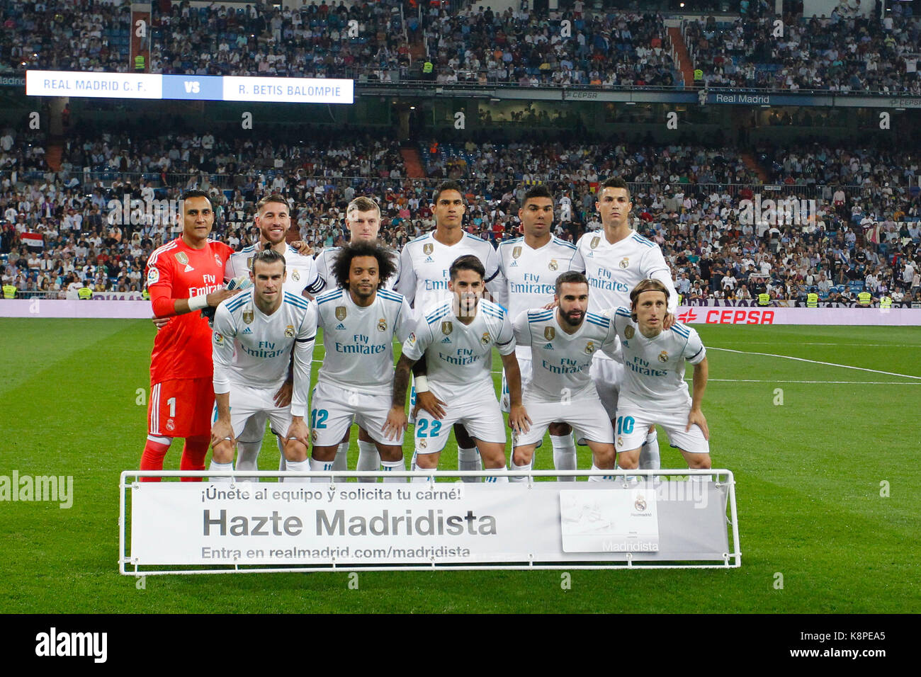 Madrid, Espagne. 20 Sep, 2017. Groupe de l'équipe de Liune La Liga entre le Real Madrid CF vs Betis au Santiago Bernabeu à Madrid, Espagne, le 20 septembre 2017 . Más Información Gtres Crédit : Comuniación sur ligne, S.L./Alamy Live News Banque D'Images