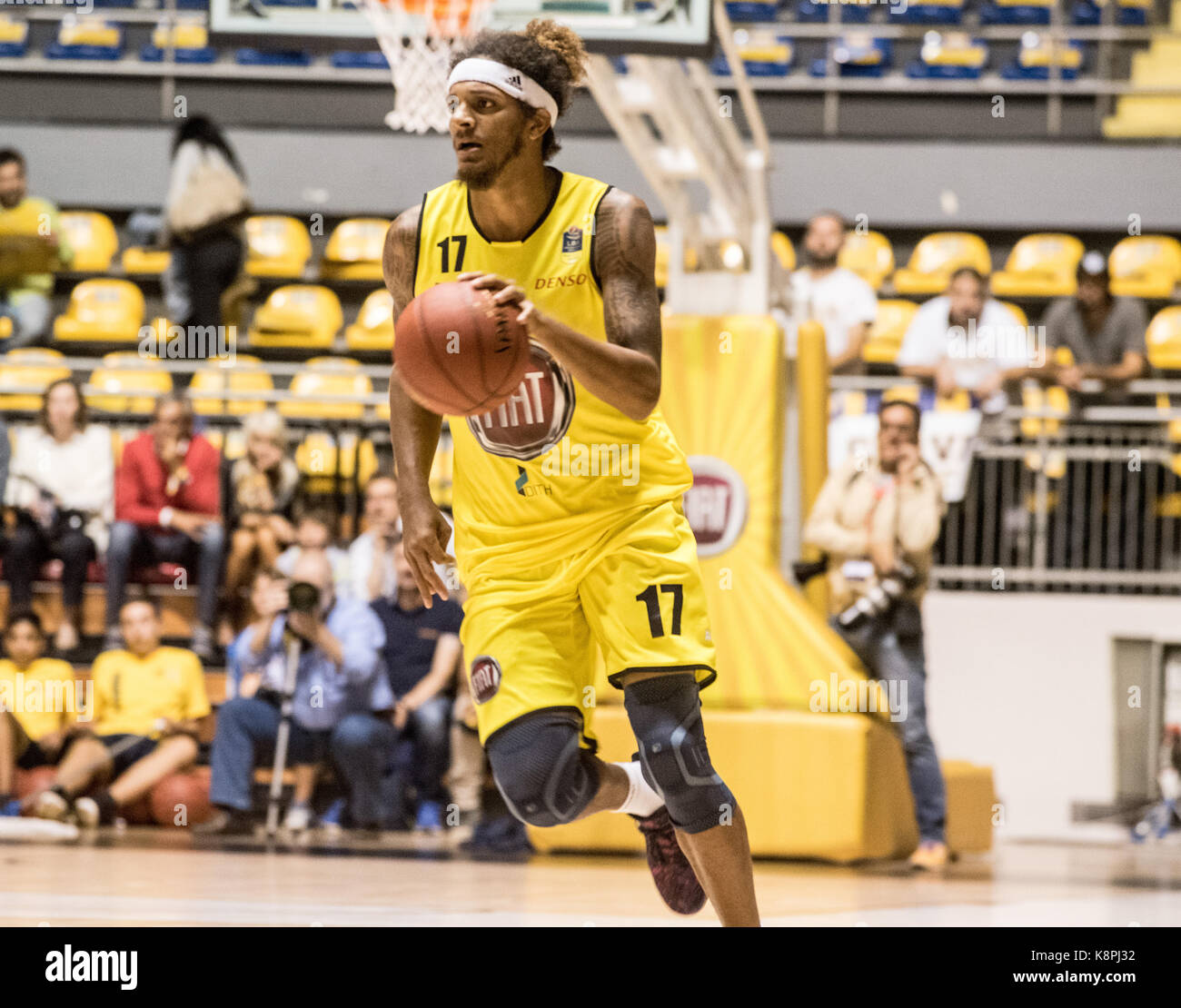 Turin, Italie. 20 sep, 2017. deron washington pendant le match de basket-ball auxilium fiat essence vs torino olimpija ljubljana. Turin, Italie Le 21 septembre 2017 au palaruffini. crédit : Alberto gandolfo/Alamy live news Banque D'Images