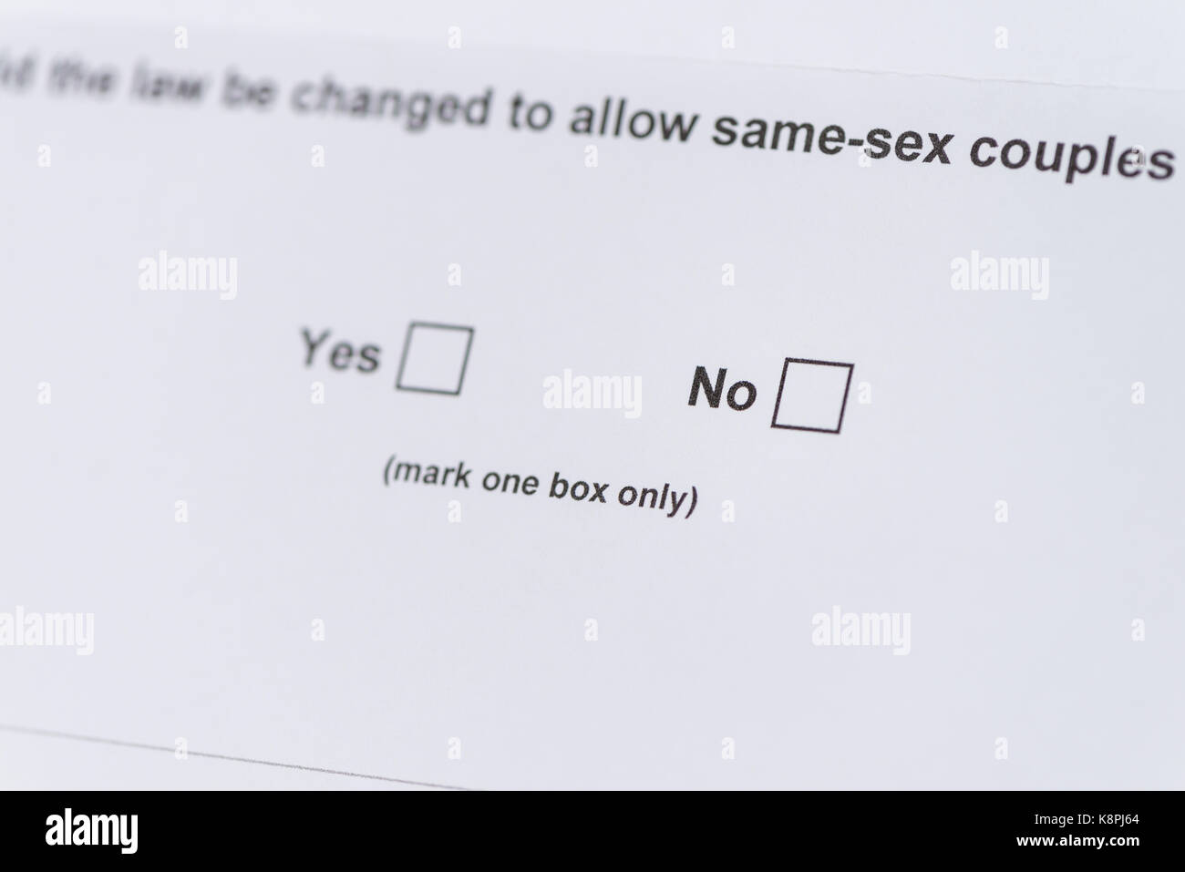 Des bulletins de vote postal mariage gay australien, avec le "non" à la Banque D'Images