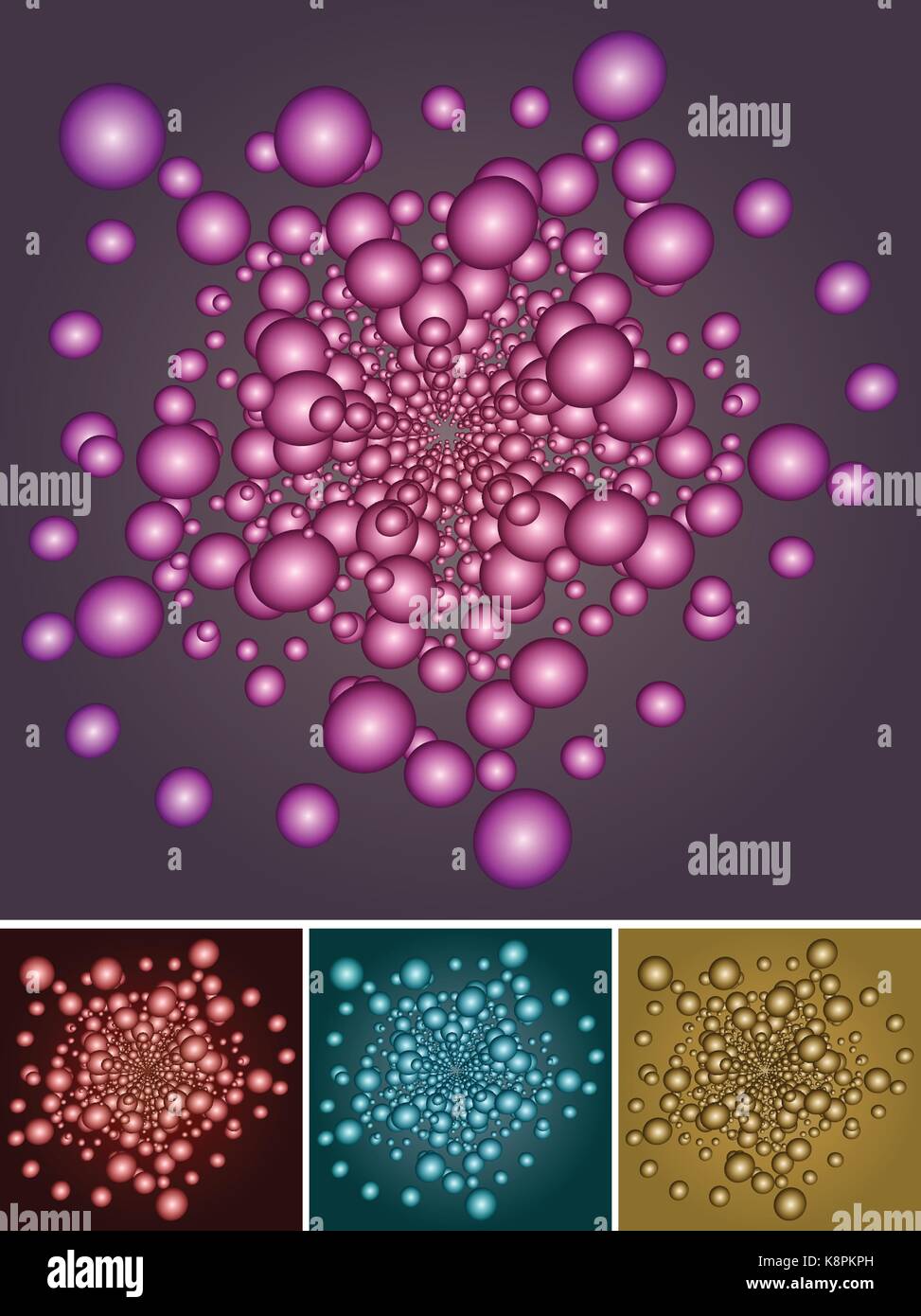 Jeu de Vector illustration d'abstract de papier-bulle, spirale, tunnel et enrouler. Illustration de Vecteur