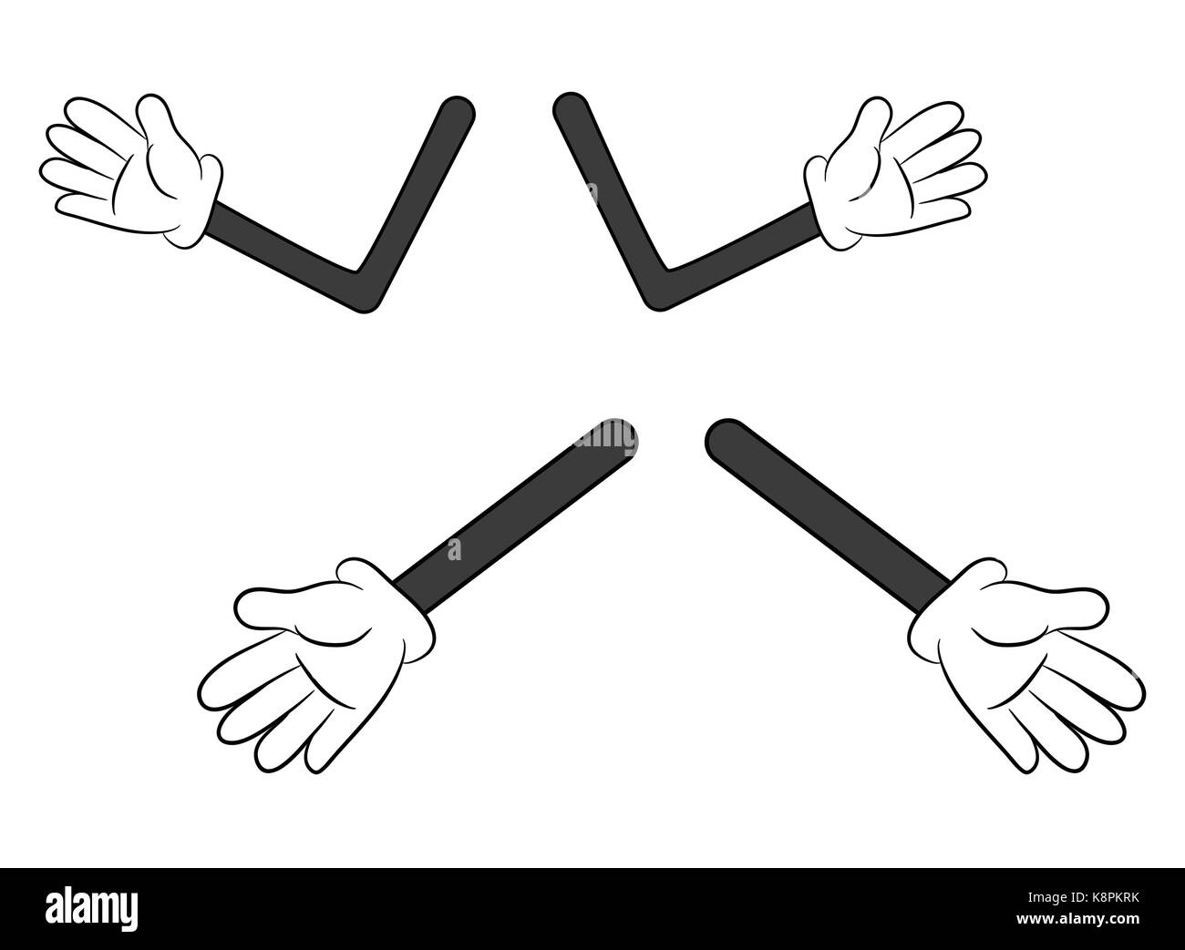 Image de la main avec des gants cartoon geste du bras. Vector illustration isolé sur fond blanc. Illustration de Vecteur