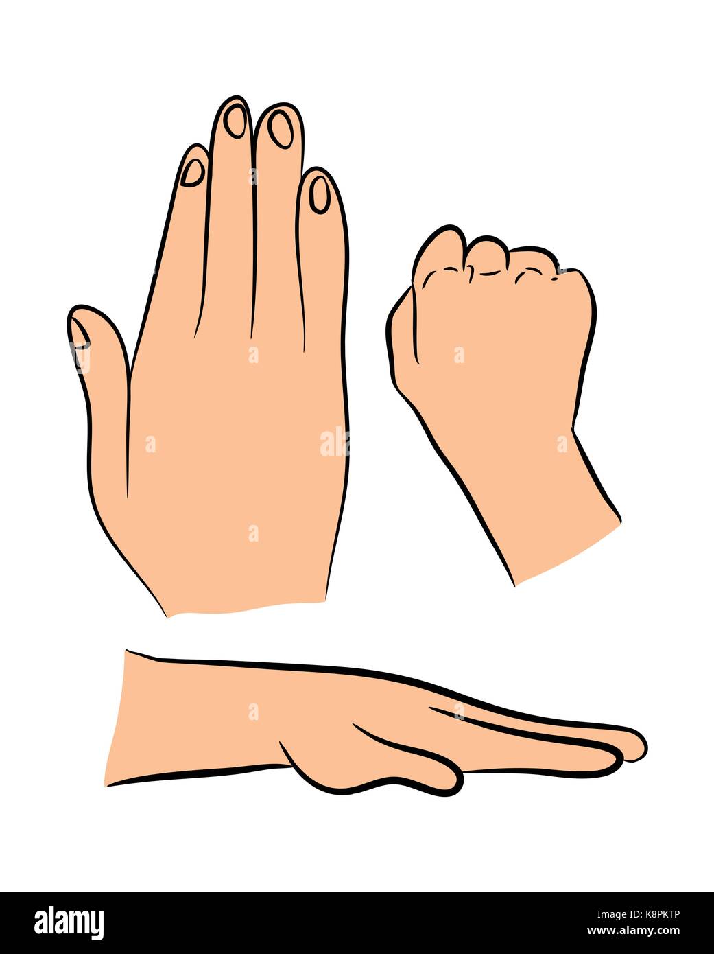 Image de caricature la main de l'ensemble de gestes. Vector illustration isolé sur fond blanc. Illustration de Vecteur