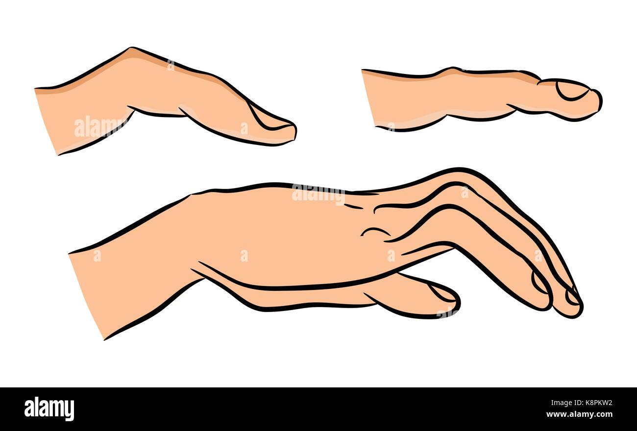 Image de caricature main humaine et les doigts. Vector illustration isolé sur fond blanc. Illustration de Vecteur