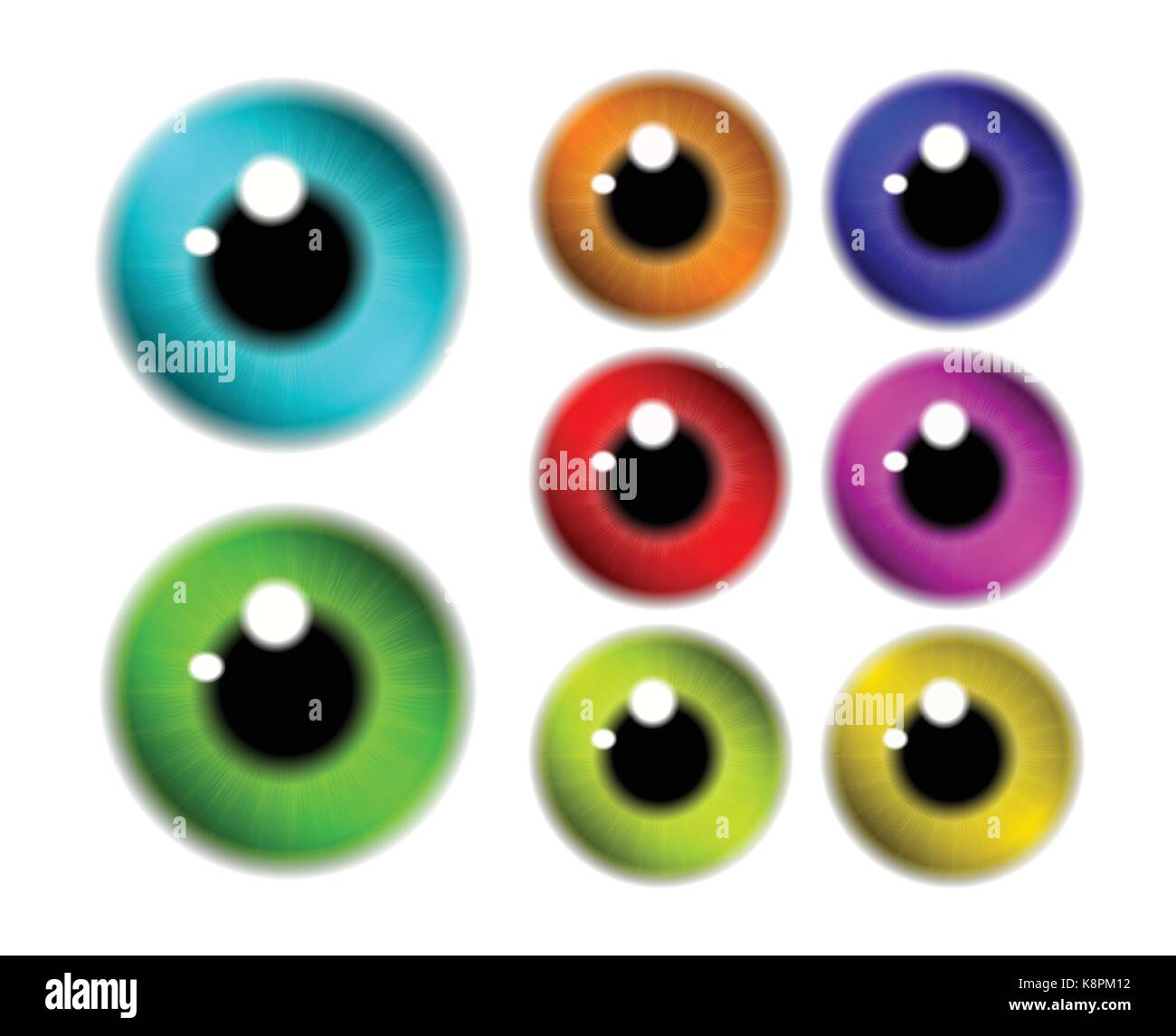 Ensemble de pupille de l'oeil, l'iris, eye ball eye. Vector illustration réaliste isolé sur fond blanc. Illustration de Vecteur